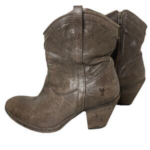 FRYE Taylor Brown Ankle Boot Boho Western Festival Side Zip Women 8.5 B - 77495